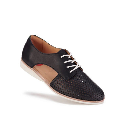 Rollie Womens Sidecut Punch Black Leather Shoe